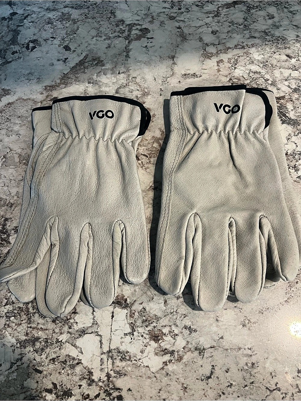2 sets VGO PA9501-C Leather Work Gloves Size 8 M Cream Working Garden